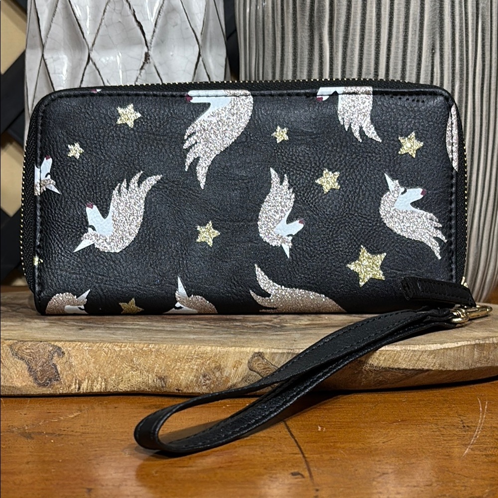 Unbranded Novelty Glitter Unicorn Continental Wristlet Wallet EUC